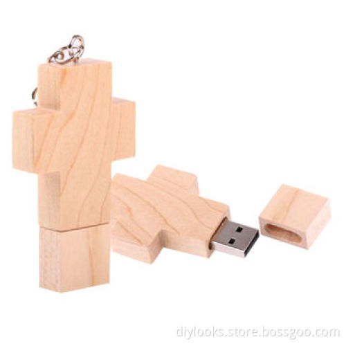 Hot Selling OEM 8GB Wood Cross Style USB Flash Disk